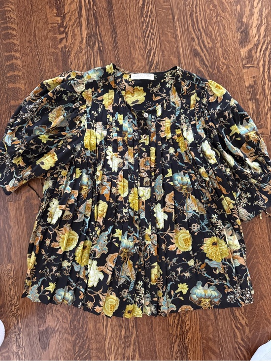 Ulla Johnson Tops - Ulla Johnson Black Floral Silk Dress - Black with yellow & Cream Floral Print -